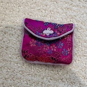 Purple Floral Brocade Pouch
